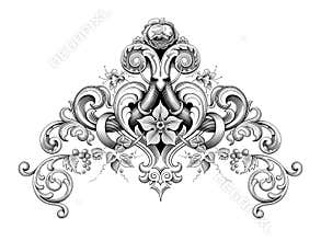 Vintage Baroque Victorian frame border corner monogram floral ornament scroll engraved pattern tattoo calligraphic vector heraldi