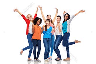 International group of happy smiling women