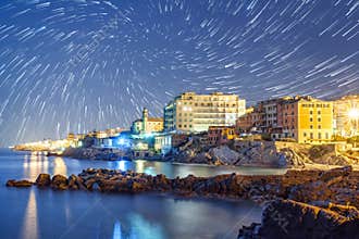 Ligurian town at night.