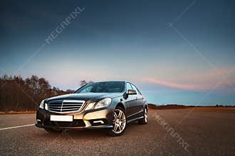 Car in the light of evening sun