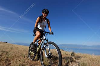 Female mountain biker