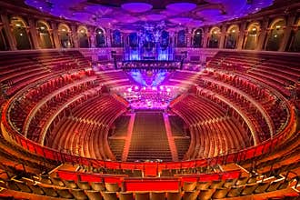 Amphitheater and scene at Royal Albert Hall. London, Great Britain.