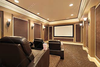 Home theater in upscale house