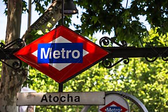 Atocha Metro Station Sign in Madrid Spain