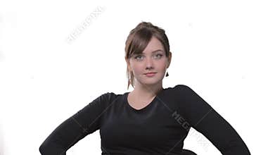 Daring woman with middle finger