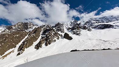 Time Lapse. Russia, the Caucasus Mountains, North Ossetia, the formation of clouds in the valley Tseyskoe.