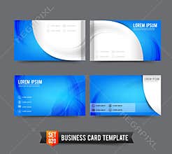 Business Card template set 020 Blue and curve element