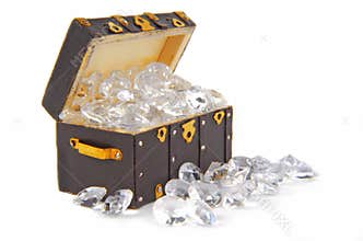 Chest ark vintage filled with diamonds