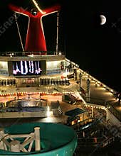 Cruise liner at night