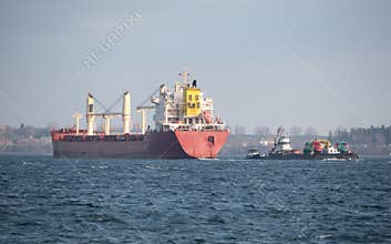 Cargo ship, Barge and Tugboat