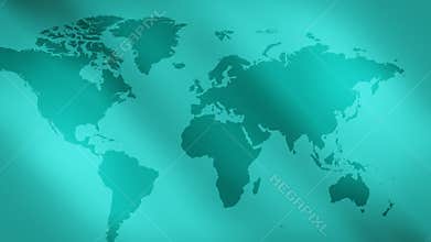 Green abstract lights background and world map