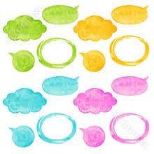 Colorful watercolor vector speech bubbles