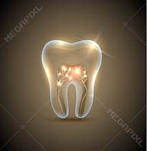 Beautiful golden transparent tooth