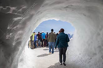 The viewing point at summit of Aiguille du Midi