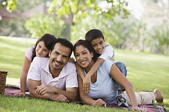 Family having picnic
