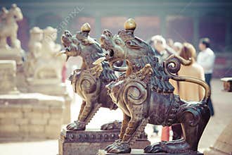 Temples of Durbar Square in Bhaktapur, Kathmandu, Nepal.