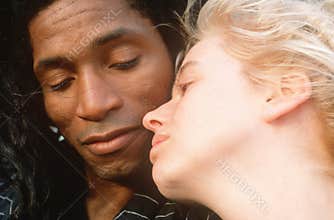 A black and white couple in love, NY City, NY