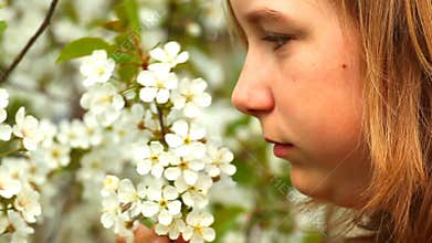 Girl and blossom.