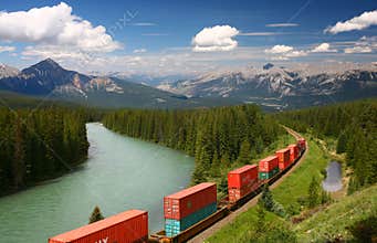 Train moving in Moutains