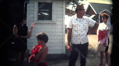 (8mm Vintage 1970s) Family Waiting to Go to The Beach