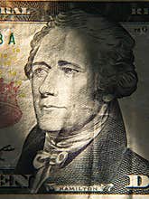 Alexander Hamiltons portrait is depicted on painted on the $ 10 banknotes