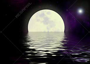 Moon and water reflection