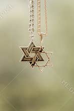 Davidstern with the trailer, six-cornered star