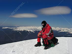 mountaineer resting in Romania