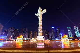 Ornamental column in Xinghai square, Dalian China