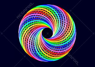 Torus of Doubly Twisted Strips - Abstract Colorful Shape 3D Illustration