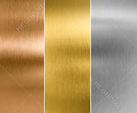 Silver, gold and bronze metal texture backgrounds