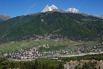 View from Mestia on mount Ushba.