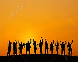 Business People Outdoors Meeting Team Teamwork Support Concept