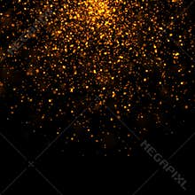 Gold glittering bokeh stars dust