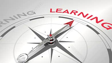 Compass pointing to learning