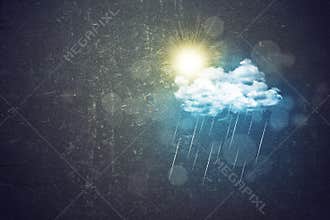 Cloud with rain and sun. Abstract background
