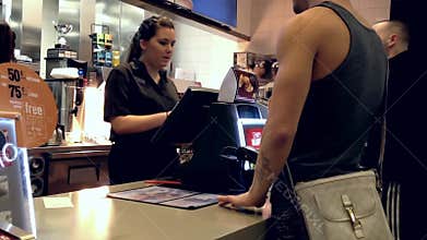 One side of check out counter at Mcdonald