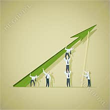 Business man trying to improve achievement graph