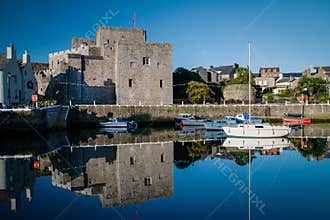 Castle Rushen Castle and Castletown harbor