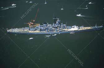 War Ship in New York Harbor, New York City, New York, July 4, 1986