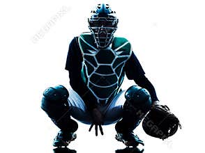 Man baseball player silhouette isolated