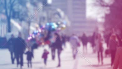 Blur Crowd of People Walking On the Street in Bokeh, unrecognizable group of men and women
