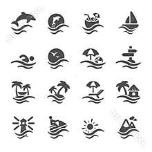 Summer beach icon set, vector eps10