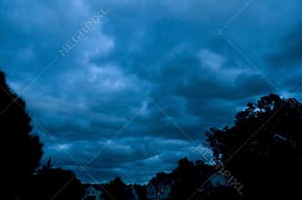 Storm over a neighborhood