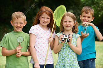 Group Of Children Exploring Nature Together