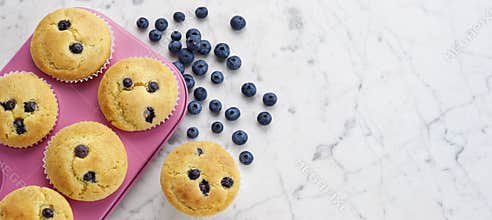 Baking Blueberry Muffins Background Banner