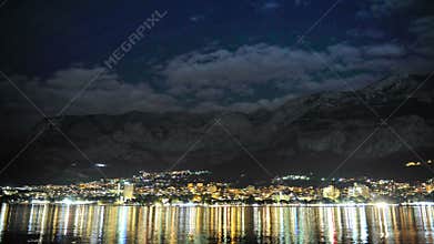 Makarska by night in summer 2015, time lapse