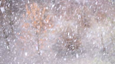 Background of snow fall blowing fast in winter blizzard.