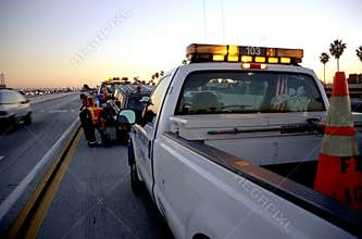 Towing truck in action