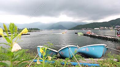 Hakone boat ship waiting for work at lake ashi in hakone national park, JAPAN 2015